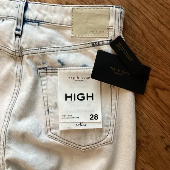 NWT Rag & Bone Nina High Waist Distressed Ankle Cigarette Jeans in Half Moon 28 - Picture 6 of 7